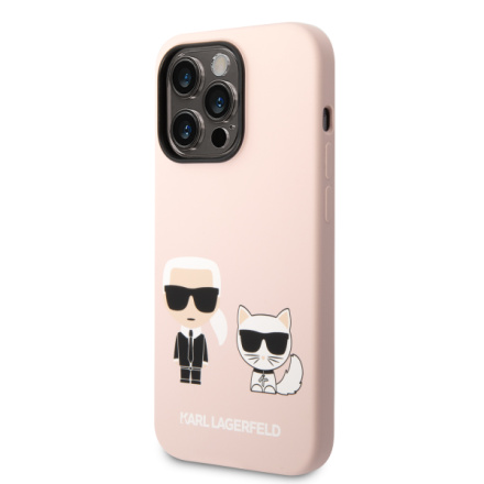 Karl Lagerfeld MagSafe Kompatibilní Kryt Liquid Silicone Karl and Choupette pro iPhone 14 Pro Max Pink, KLHMP14XSSKCI