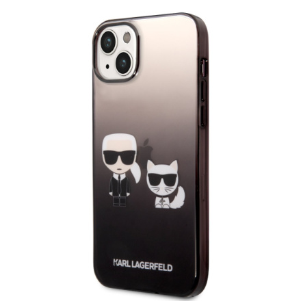 Karl Lagerfeld Gradient Karl and Choupette Zadní Kryt pro iPhone 14 Plus Black, KLHCP14MTGKCK