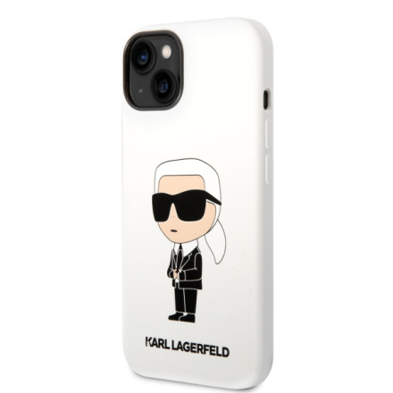 Karl Lagerfeld Liquid Silicone Ikonik NFT Zadní Kryt pro iPhone 14 Plus White, KLHCP14MSNIKBCH