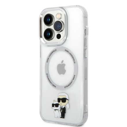 Karl Lagerfeld IML Karl and Choupette NFT MagSafe Zadní Kryt pro iPhone 14 Pro Max Transparent, KLHMP14XHNKCIT