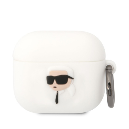 Karl Lagerfeld 3D Logo NFT Karl Head Silikonové Pouzdro pro Airpods 3 White, KLA3RUNIKH