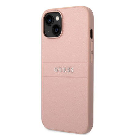 Guess PU Leather Saffiano Zadní Kryt pro iPhone 14 Plus Pink, GUHCP14MPSASBPI