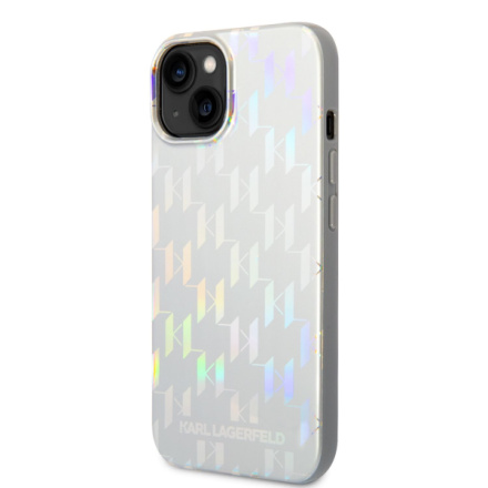 Karl Lagerfeld Iridescent Monogram Zadní Kryt pro iPhone 14 Plus Silver, KLHCP14MLGMMSV3