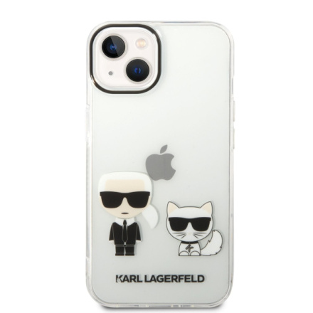 Karl Lagerfeld PC/TPU Ikonik Karl and Choupette Zadní Kryt pro iPhone 14 Plus Transparent, KLHCP14MCKTR