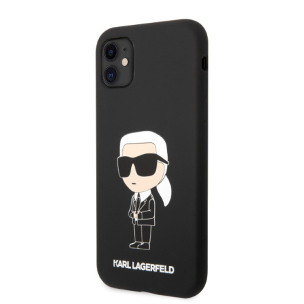 Karl Lagerfeld Liquid Silicone Ikonik NFT Zadní Kryt pro iPhone 11 Black, KLHCN61SNIKBCK