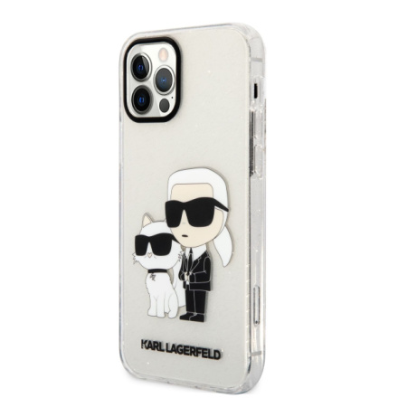 Karl Lagerfeld IML Glitter Karl and Choupette NFT Zadní Kryt pro iPhone 12/12 Pro Transparent, KLHCP12MHNKCTGT