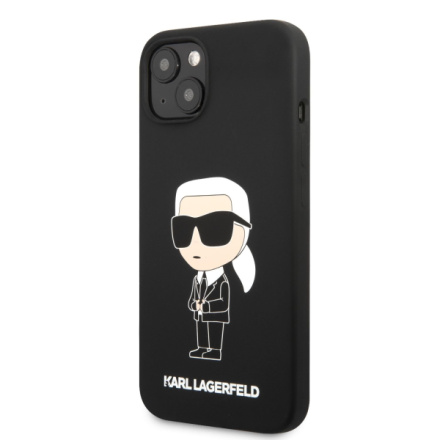 Karl Lagerfeld Liquid Silicone Ikonik NFT Zadní Kryt pro iPhone 13 Black, KLHCP13MSNIKBCK