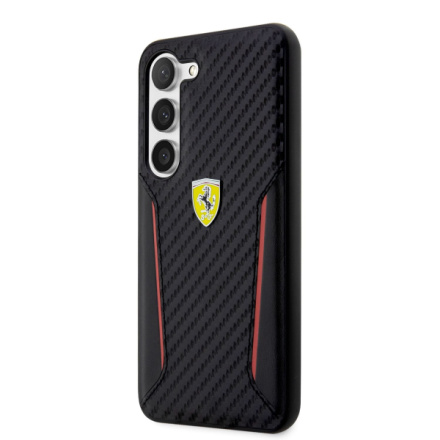 Ferrari PU Carbon Zadní Kryt pro Samsung Galaxy S23+ Black, FEHCS23MNPYK