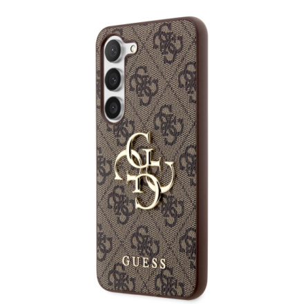 Guess PU 4G Metal Logo Zadní Kryt pro Samsung Galaxy S23 Brown, GUHCS23S4GMGBR