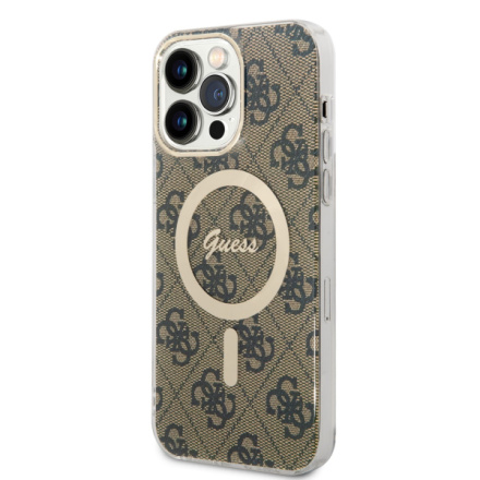 Guess IML 4G MagSafe Zadní Kryt pro iPhone 14 Pro Max Brown, GUHMP14XH4STW