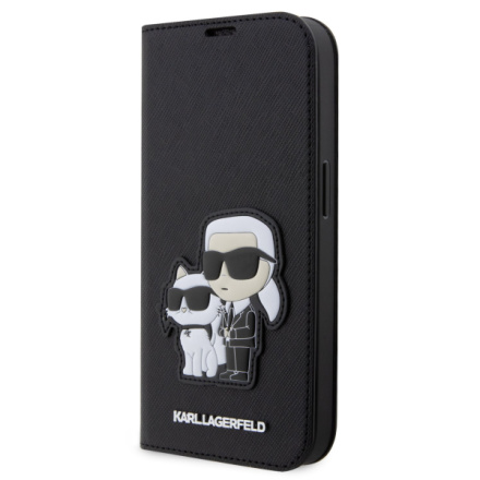 Karl Lagerfeld PU Saffiano Karl and Choupette NFT Book Pouzdro pro iPhone 13 Pro Black, KLBKP13LSANKCPK