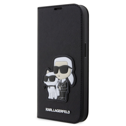 Karl Lagerfeld PU Saffiano Karl and Choupette NFT Book Pouzdro pro iPhone 13 Pro Max Black, KLBKP13XSANKCPK