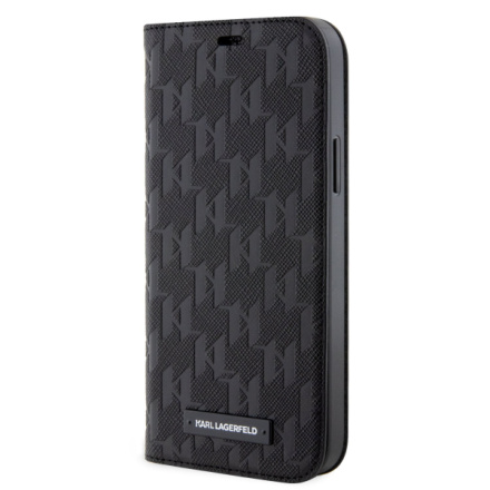 Karl Lagerfeld PU Saffiano Monogram Book Pouzdro pro iPhone 12/12 Pro Black, KLBKP12MSAKLHPK