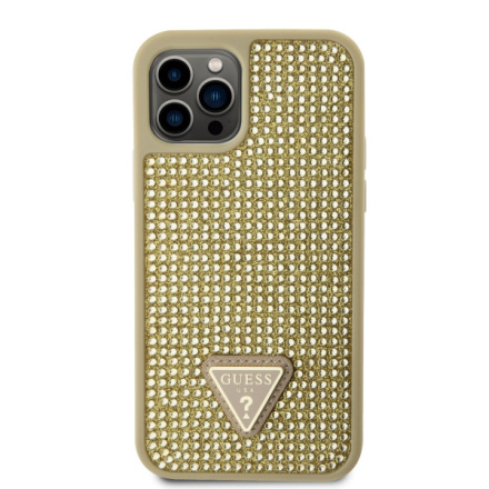 Guess Rhinestones Triangle Metal Logo Kryt pro iPhone 12/12 Pro Gold, GUHCP12MHDGTPD