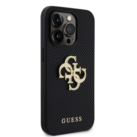 Guess PU Perforated 4G Glitter Metal Logo Zadní Kryt pro iPhone 14 Pro Black, GUHCP14LPSP4LGK