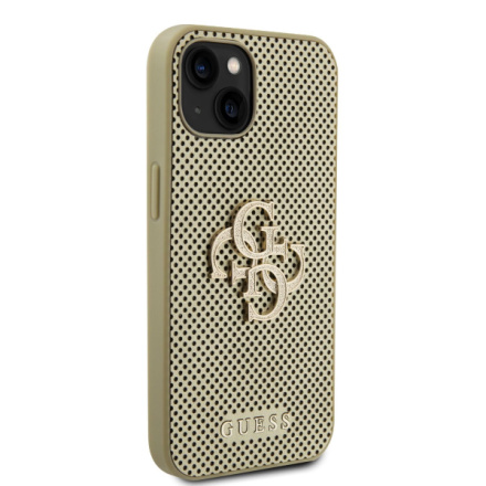 Guess PU Perforated 4G Glitter Metal Logo Zadní Kryt pro iPhone 13 Gold, GUHCP13MPSP4LGD