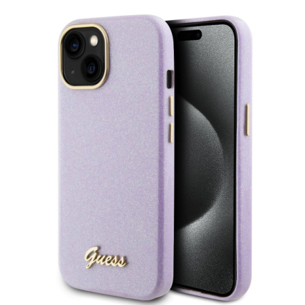 Guess PU Glitter Full Wrapped Zadní Kryt pro iPhone 15 Lilac, GUHCP15SPGMCSL