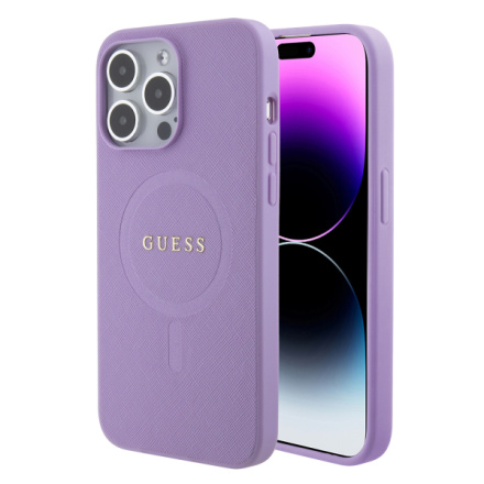 Guess PU Saffiano MagSafe Zadní Kryt pro iPhone 15 Pro Max Purple, GUHMP15XPSAHMCU