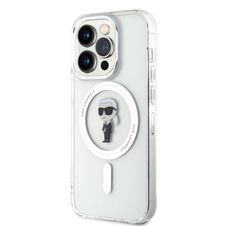 Karl Lagerfeld IML Ikonik MagSafe Zadní Kryt pro iPhone 15 Pro Transparent, KLHMP15LHFCKNOT