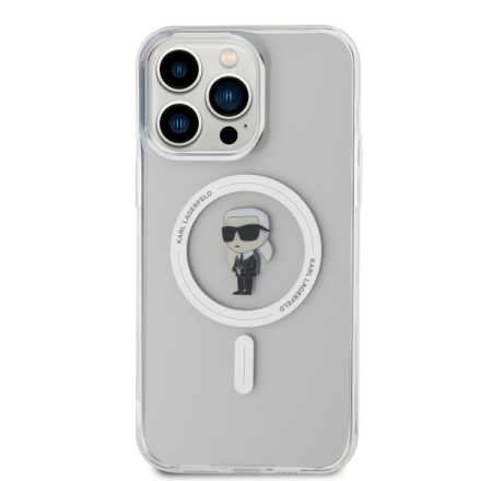 Karl Lagerfeld IML Ikonik MagSafe Zadní Kryt pro iPhone 15 Pro Max Transparent, KLHMP15XHFCKNOT