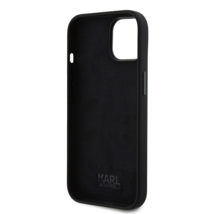 Karl Lagerfeld Liquid Silicone Karl and Choupette Heads Zadní Kryt pro iPhone 15 Black, KLHCP15SSDHKCNK