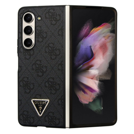 Guess 4G PU Leather Triangle Zadní Kryt pro Samsung Galaxy Z Fold 5 Black, GUHCZFD5P4TDPK