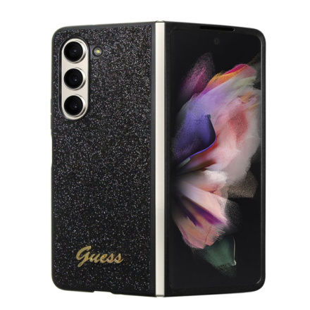 Guess PC/TPU Glitter Flakes Metal Logo Zadní Kryt pro Samsung Galaxy Z Fold 5 Black, GUHCZFD5HGGSHK