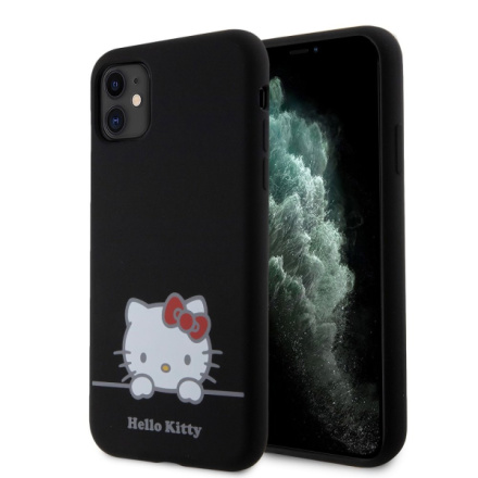Hello Kitty Liquid Silicone Daydreaming Logo Zadní Kryt pro iPhone 11 Black, HKHCN61SKCDKK