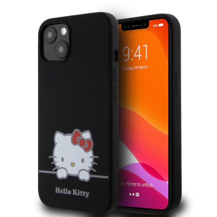 Hello Kitty Liquid Silicone Daydreaming Logo Zadní Kryt pro iPhone 13 Black, HKHCP13MSKCDKK