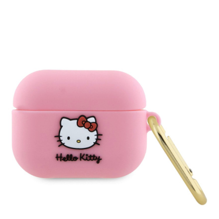 Hello Kitty Liquid Silicone 3D Kitty Head Logo Pouzdro pro AirPods Pro Pink, HKAP3DKHSP