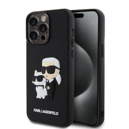 Karl Lagerfeld 3D Rubber Karl and Choupette Zadní Kryt pro iPhone 13 Pro Max Black, KLHCP13X3DRKCNK