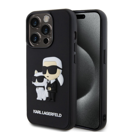 Karl Lagerfeld 3D Rubber Karl and Choupette Zadní Kryt pro iPhone 14 Pro Black, KLHCP14L3DRKCNK