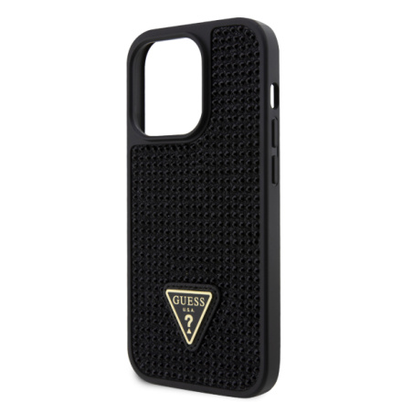 Guess Rhinestones Triangle Metal Logo Kryt pro iPhone 15 Pro Black, GUHCP15LHDGTPK