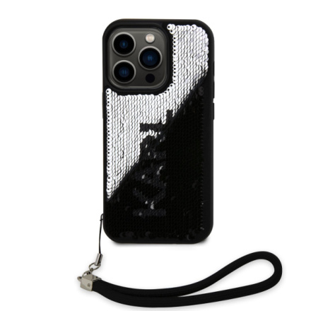 Karl Lagerfeld Sequins Reversible Zadní Kryt pro iPhone 15 Pro Black/Silver, KLHCP15LPSQRKS