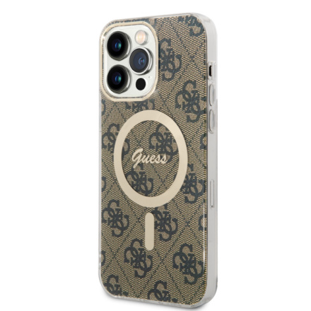 Guess IML 4G MagSafe Zadní Kryt pro iPhone 15 Pro Max Brown, GUHMP15XH4STW