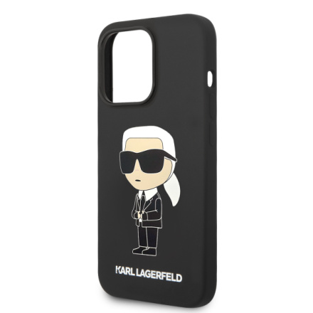 Karl Lagerfeld Liquid Silicone Ikonik NFT Zadní Kryt pro iPhone 15 Pro Black, KLHCP15LSNIKBCK