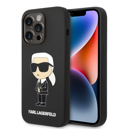 Karl Lagerfeld Liquid Silicone Ikonik NFT Zadní Kryt pro iPhone 15 Pro Max Black, KLHCP15XSNIKBCK