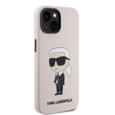 Karl Lagerfeld Liquid Silicone Ikonik NFT Zadní Kryt pro iPhone 15 Pink, KLHCP15SSNIKBCP