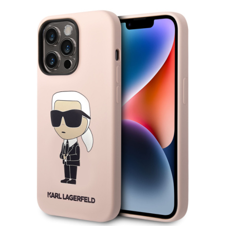 Karl Lagerfeld Liquid Silicone Ikonik NFT Zadní Kryt pro iPhone 15 Pro Pink, KLHCP15LSNIKBCP