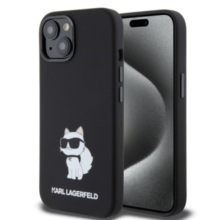 Karl Lagerfeld Liquid Silicone Choupette NFT Zadní Kryt pro iPhone 15 Black, KLHCP15SSNCHBCK