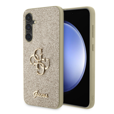 Guess PU Fixed Glitter 4G Metal Logo Zadní Kryt pro Samsung Galaxy S23 FE Gold, GUHCS23FEHG4SGD