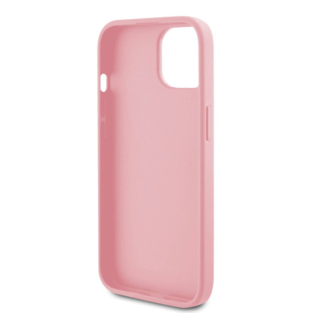 Guess PU Leather Iridescent Metal Script Zadní Kryt pro iPhone 15 Pink, GUHCP15SPSAIRSP