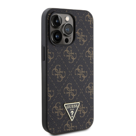 Guess PU Leather 4G Triangle Metal Logo Zadní Kryt pro iPhone 13 Pro Black, GUHCP13LPG4GPK