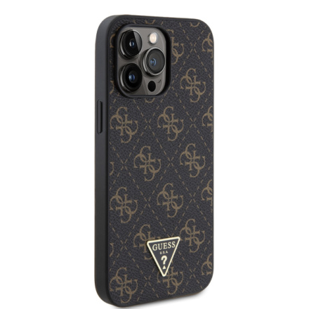 Guess PU Leather 4G Triangle Metal Logo Zadní Kryt pro iPhone 14 Pro Max Black, GUHCP14XPG4GPK