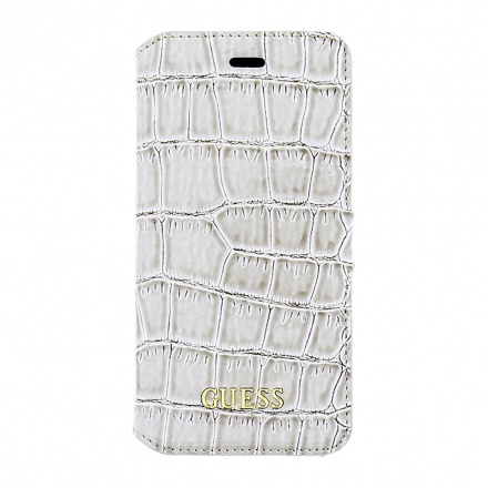 GUFLBKPSESCOBE Guess Shiny Croco Book Pouzdro Beige pro iPhone 5/5S/SE, 30559