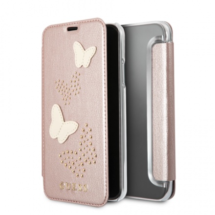 GUFLBKPXPBURG Guess Studs and Sparkle Book Pouzdro Rose Gold pro iPhone X / XS, 2436037