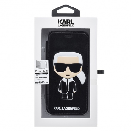 KLFLBKPXIKPUBK Karl Lagerfeld Ikonik Book Case Black pro iPhone X, 2440854