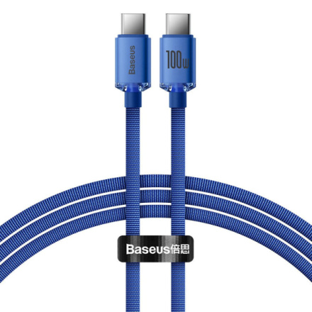 Baseus  Crystal Shine Series Datový Kabel USB-C - USB-C 100W 1,2m Blue, CAJY000603