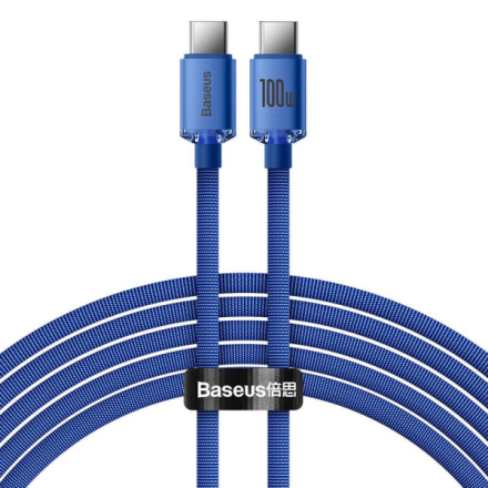 Baseus  Crystal Shine Series Datový Kabel USB-C - USB-C 100W 2m Blue, CAJY000703