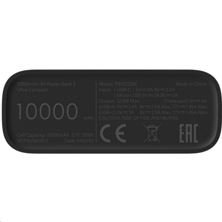 Xiaomi Mi Powerbanka 3 Ultra Compact 10000mAh Black, BHR4412GL